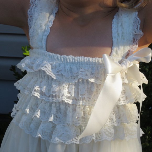 NEW Girls Ivory Lace Dress - Flower Girl Country Rustic Wedding - Picture 4 of 6